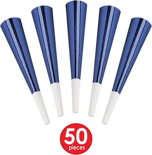Vista 5 de Beistle Surtido azul ártico para 50 personas – Kit de fiesta de Nochevieja con adornos de terciopelo blanco, tiaras plumadas con purpurina, cuernos