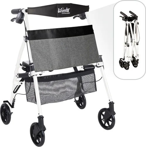 Vista 11 de Stander Wonder Andador Plus, Andador plegable de movilidad rodante ligero, Andador EZ Fold-N-Go para personas mayores y adultos, ruedas de 6