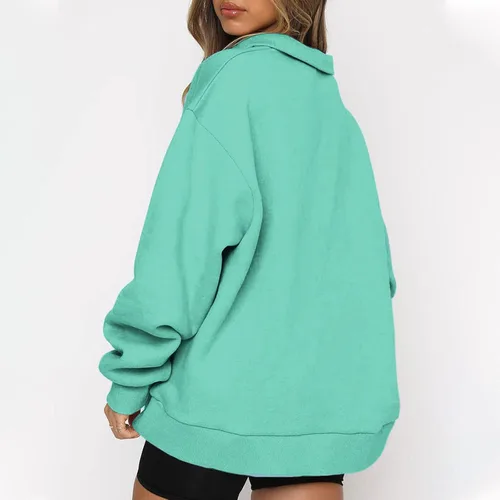 Vista 6 de Ceboyel Sudadera de gran tamaño con cremallera de un cuarto para mujer, sudadera con capucha Y2K para otoño, ropa de moda 2023