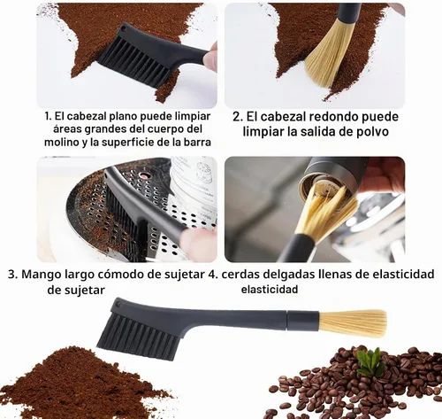 Vista 2 de Cepillo de café, 3 piezas de cepillo de limpieza de café, cepillo de limpieza de filtro de café, adecuado para máquina de café expreso con molinillo