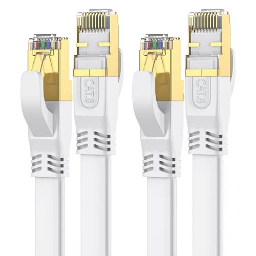 Vista 14 de Cable Ethernet Cat 8 de 3 pies, cable de red LAN de alta velocidad para exteriores e interiores, cable de conexión SFTP chapado en oro RJ45 de 40