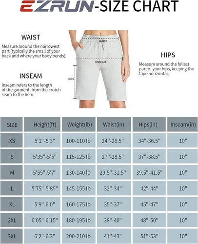 Vista 6 de EZRUN - Bermudas para mujer, para entrenar en el gimnasio, pantalones cortos veraniegos de algodón con bolsillos profundos para mujer