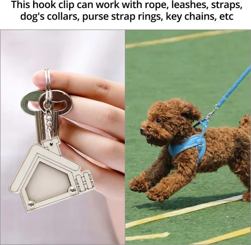 Vista 4 de QWORK® Clips de gatillo de acero inoxidable con juntas giratorias para correas de perro, mosquetón, paquete de 2