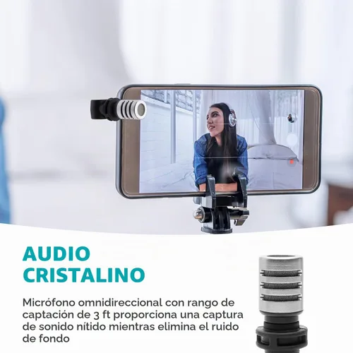 Vista 3 de Movo MA5SP - Micrófono de escopeta TRRS de 0.138 in para dispositivos iPhone o Android, micrófono omnidireccional para teléfono con rotación