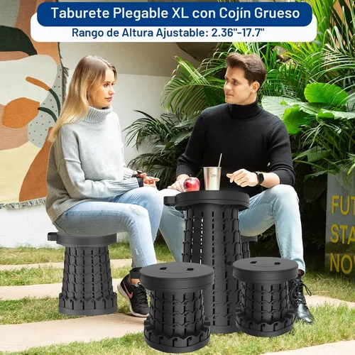 Vista 8 de Taburete plegable mejorado de 18.1 pulgadas con correa ajustable, taburete plegable ligero, capacidad de carga de 600 libras, taburete de campamento