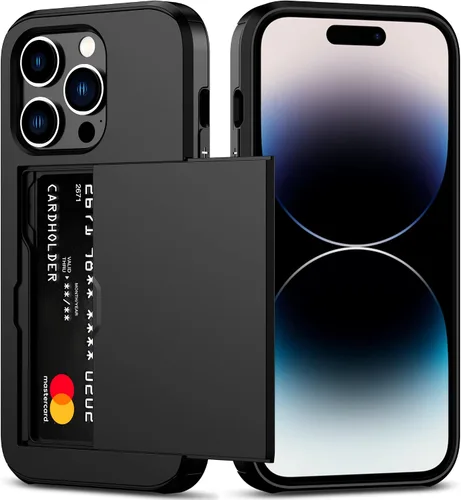 Vista 40 de Nvollnoe Funda para iPhone 14 con tarjetero [almacena 5 tarjetas] Funda tipo cartera de doble capa resistente a prueba de golpes con ranura oculta