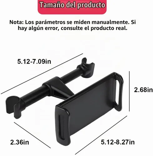 Vista 2 de Soporte para Reposacabezas de Automóvil, Universal Giratorio de 360 Grados para Tableta y Teléfono del Asiento Trasero, Soporte Ajustable