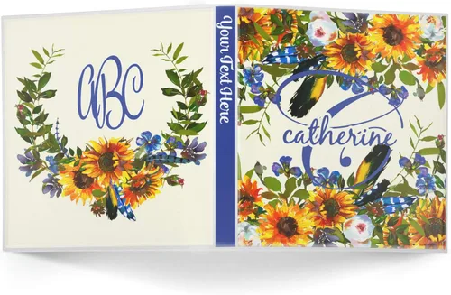 Vista 2 de Carpeta personalizada de 3 anillas con diseño de girasoles - 1 pulgada, color amarillo