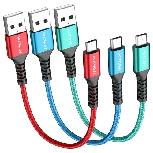 Vista 13 de Cable micro USB corto de 0.5 pies [3 unidades], cable cargador Android de alta velocidad USB2.0 de 6 pulgadas 5V3A, de nailon trenzado, de carga