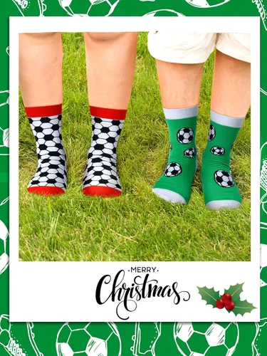 Vista 7 de Loopeer 4 pares de calcetines de fútbol de Navidad, novedosos calcetines temáticos de fútbol para hombres y niños, regalo deportivo para suministros