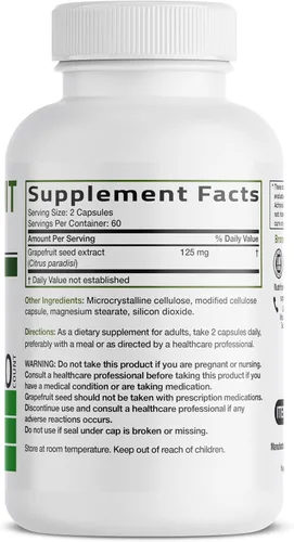 Vista 2 de Bronson Extracto de semilla de pomelo cítrico por porción Paradisi apoya la salud inmunológica y ayuda a mantener un tracto gastrointestinal