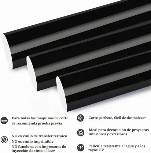 Vista 2 de TECKWRAP - Vinilo adhesivo permanente 12 pulgadas x 10 pies, Negro brillante
