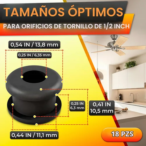 Vista 2 de Kit de ojales de goma de 1/2 pulgada para aspas de ventilador de techo