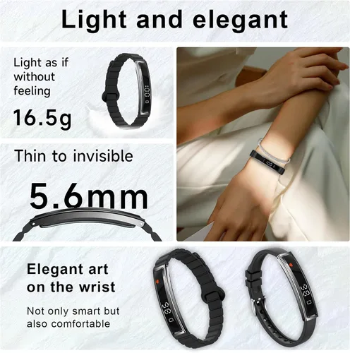 Vista 2 de Efolen Pulsera inteligente para mujeres, rastreador de fitness ultraligero con monitor de frecuencia cardíaca/oxígeno en sangre/sueño/podómetro