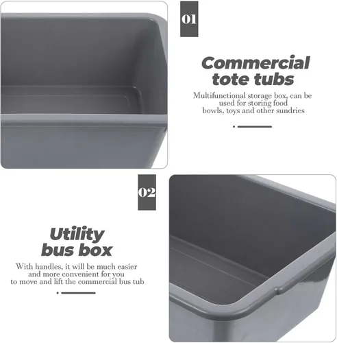 Vista 4 de Cabilock Cubo de almacenamiento de plástico rectangular multifuncional con asas para uso en el hogar Restaurante Lavando platos Almacenamiento