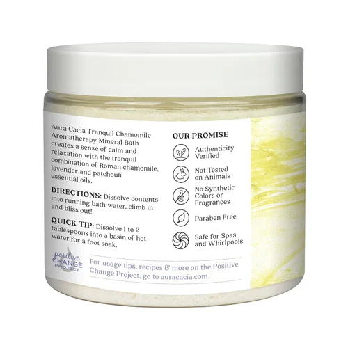 Vista 2 de Aura Cacia Baño mineral de aromaterapia de manzanilla Tranquil Tarro de 16 onzas