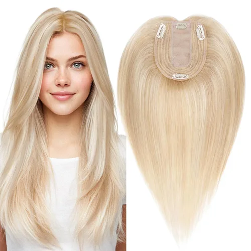 Vista 13 de MY-LADY Extensiones de cabello humano para mujeres, cabello real humano delgado, base de seda de 10 * 12 cm, con encaje, 130% de densidad, con clip