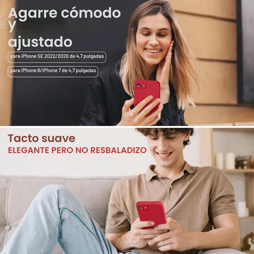 Vista 2 de Vooii Funda para iPhone SE 2022/3rd/2020, iPhone 8/7, silicona líquida mejorada con [bordes planos] [protección de cámara]