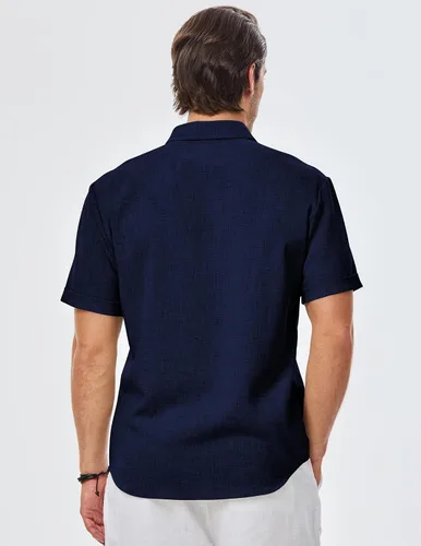Vista 39 de JMIERR Camisas de vestir a rayas con botones y manga corta para hombre