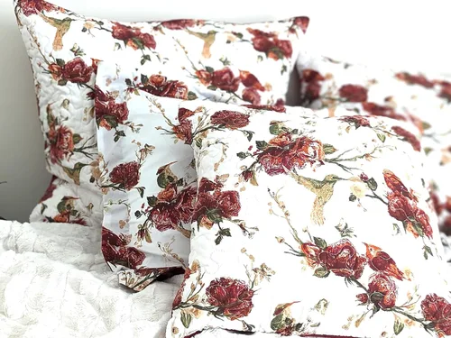 Vista 7 de Tache - Funda de almohada cuadrada de microfibra rústica rústica de 26 pulgadas, diseño de colibríes, diseño floral, color rojo y blanco