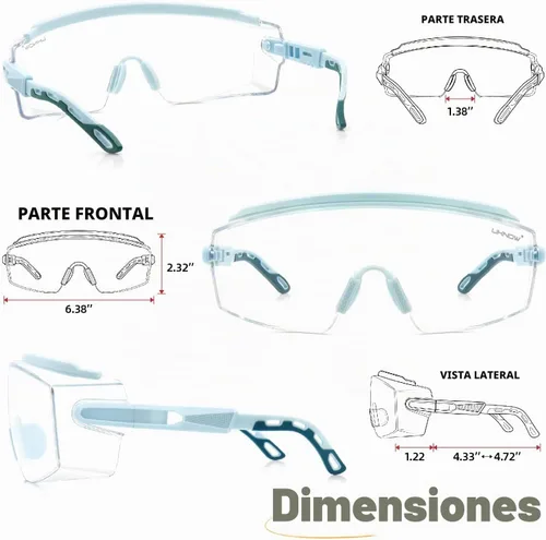 Vista 6 de UKNOW Gafas de seguridad sobre anteojos, gafas de seguridad antivaho ANSI Z87.1, gafas protectoras ajustables