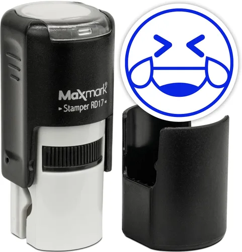 Vista 91 de MaxMark Sello de Emoji Autoentintado Redondo - Enojada - Tinta Negra