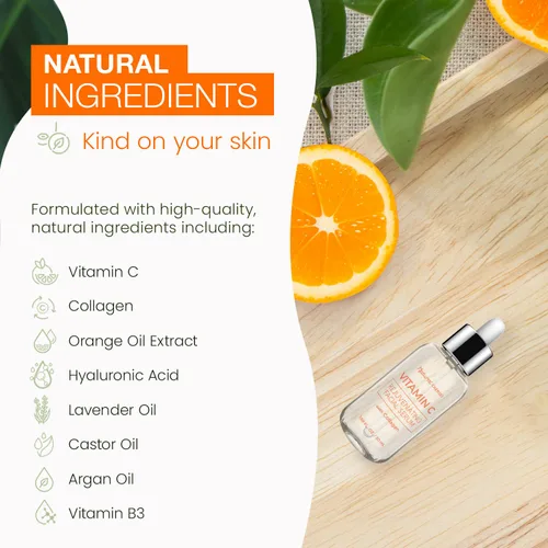 Vista 6 de Natural Chemist Suero de vitamina C con colágeno, probado por dermatólogos, aclaramiento de la piel, antienvejecimiento, tratamiento para el acné