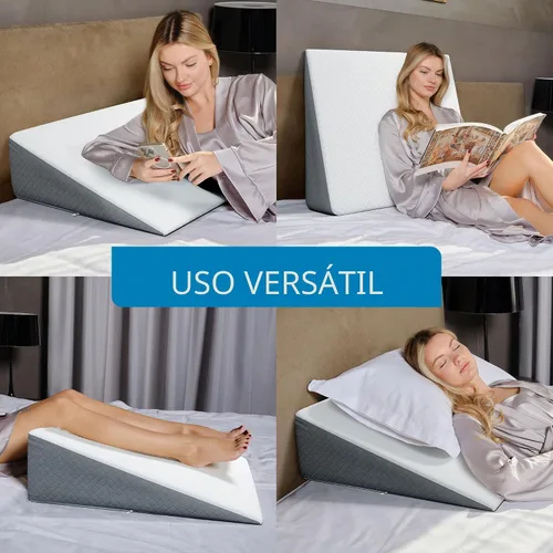 Vista 4 de Kolbs Almohada de Cuña Extra Ancha para Cama Súper Grande, Parte Superior de Espuma Viscoelástica y Funda Jacquard para Dormir con Reflujo Ácido