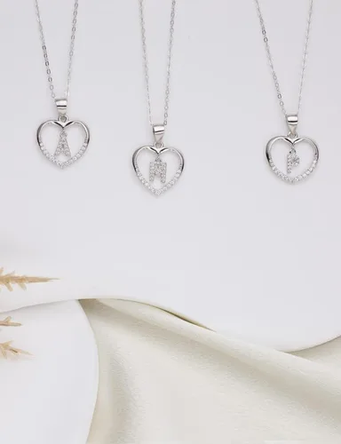 Vista 5 de ITS4YEO 925 Sterling Silver Infinity Heart Pendant Initial Necklaces Silver Necklace Zircon Pendant Necklaces for Women Jewelry Gift for Women Wife