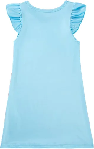 Vista 2 de Vestido de manga corta con volantes que se vuelven rojos vestidos para niñas ropa para niñas pequeñas cuello redondo disfraz de noche 3-8 color azul