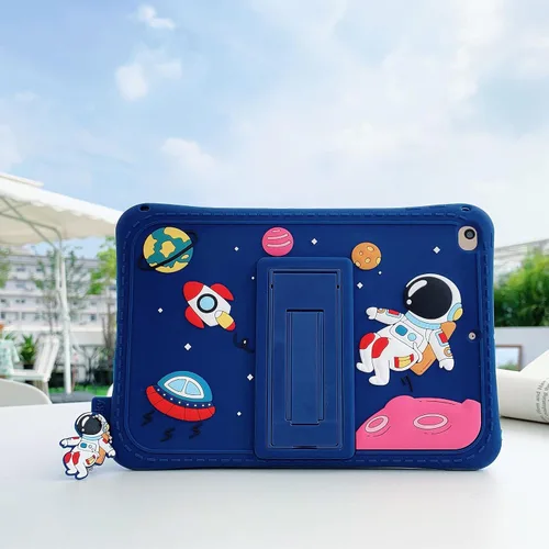Vista 9 de Funda para Samsung Galaxy Tab A7 Lite de 8.7 pulgadas T220/T225, funda de silicona con patrón de astronautas de cosmonautas con colgante con cordón