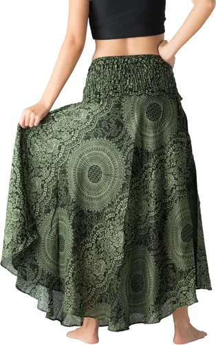 Vista 4 de B BANGKOK PANTS - Faldas largas para mujer, estampado floral bohemio