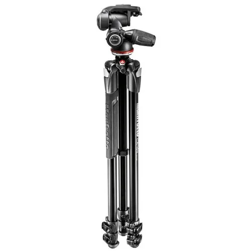 Vista 2 de Manfrotto 290 Xtra Kit de trípode de aluminio de 3 secciones con cabezal de 3 vías (MK290XTA3-3WUS), color negro