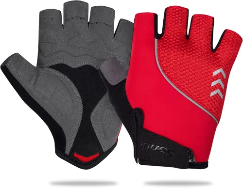 Vista 2 de Santic Guantes de ciclismo para adultos, guantes de ciclismo de medio dedo con almohadilla antideslizante que absorbe los golpes, guantes