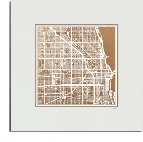 Vista 35 de O3 Design Studio San Diego, CA Paper Cut Map Matted Grey 20x20 in Paper Art
