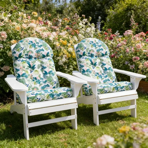 Vista 9 de Enipate Juego de 2 cojines para silla Adirondack con estampado tropical, resistentes a la intemperie, cojines de asiento para sillas de patio