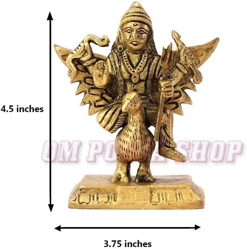 Vista 4 de Shani Dev Brass Idol Escultura hindú de Dios Shani