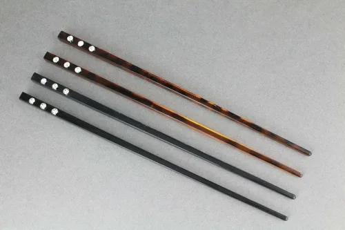 Vista 5 de Palillos de plástico marrón para cortar el cabello, accesorios de cristales, pasadores de 7.5 pulgadas de largo, juego de 2 accesorios