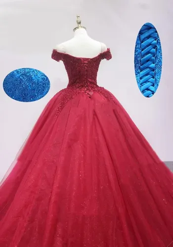 Vista 2 de XYAYE Vestidos de quinceañera de tul hinchado para mujer, vestido de fiesta con hombros descubiertos, vestidos de fiesta de encaje, dulces 15