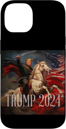 Vista 4 de iPhone 16 Donald Trump - 2024 - American Flag - Horse - Funda de espada