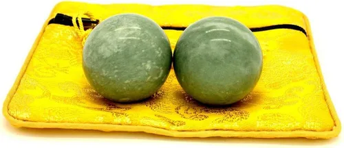 Vista 5 de Bolas de Baoding de mármol natural de 1.4 pulgadas, bolas de salud de masaje chino para terapia de ejercicio de mano y alivio del estrés