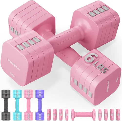 Vista 10 de FEIERDUN DB3 - Juego de mancuernas ajustables 5 en 1, 6 libras/10 libras, pesas ajustables para mujeres en casa, pesas de mano estables de doble