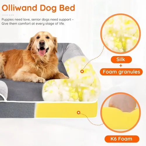 Vista 4 de Cama para perro personalizada para perros pequeños, medianos y grandes, cama ortopédica impermeable para perros, sofá cama de espuma de apoyo