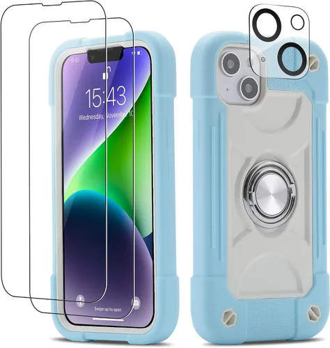 Vista 78 de Funda para iPhone Se3/iPhone Se2, iPhone 6/6S, iPhone 7/iPhone 8 de 4.7 pulgadas con soporte de anillo, con 2 protectores de pantalla resistentes