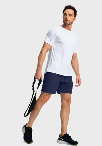 Vista 6 de Pantalones deportivos para hombres, pantalones cortos livianos y de secado rápido para gimnasio y entrenamiento atlético con bolsillos