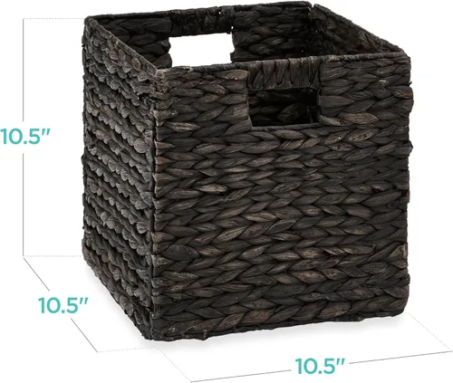 Vista 2 de Best Choice Products Paquete de 5 cestas de almacenamiento cúbicas de 10.5x10.5 pulgadas, organizadores multipropósito plegables de jacinto de agua