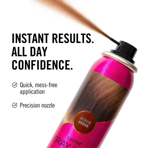Vista 5 de EVERPRO Gray Away - Spray instantáneo para cubrir raíces, 2.5 onzas, marrón medio