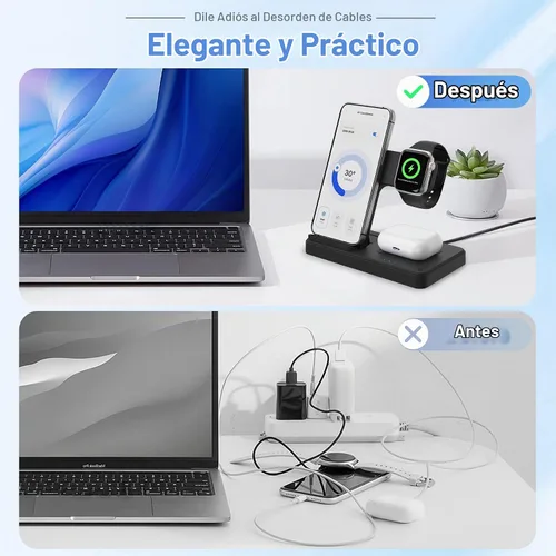 Vista 7 de Estación de carga inalámbrica para dispositivos Apple, soporte de cargador