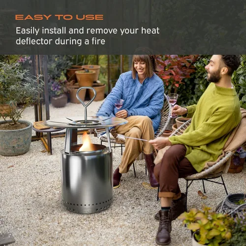 Vista 3 de Hickory Summit Mango de acero inoxidable para deflector de calor de estufa individual - Compatible con deflector solostove Yukon, Bonfire, Canyon