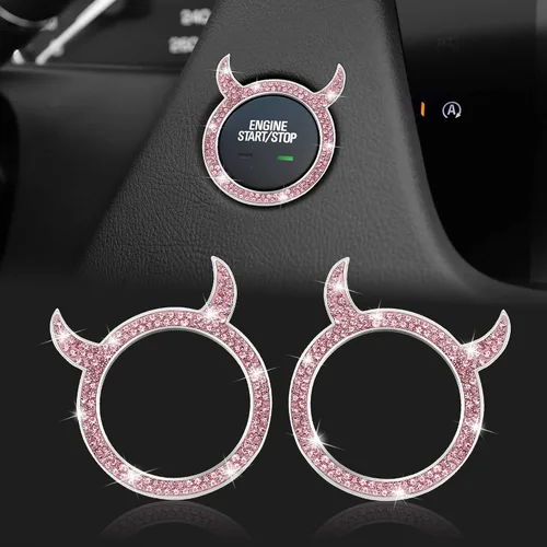 Vista 10 de WINKA Bling Cubierta del Botón de Arranque del Motor del Coche Universal Push Start Stop Trim Anillo de Encendido Tapa Decoraciones 2 piezas